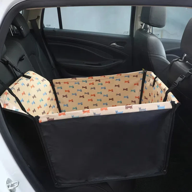 Funda plegable para asiento de coche de perro, bolsa colgante con cremallera, resistente a los arañazos y el pelo, Protector para asiento trasero de mascotas para coches, camiones, SUV - imagen 4