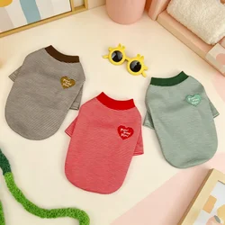 Camiseta de lujo verano suave rayas corazón para perro cachorro bichón