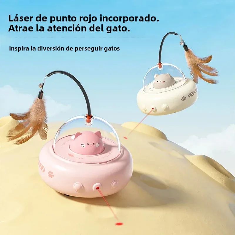 Juguete interactivo de plumas de gato inteligente, palo de Teaser eléctrico para gatos con campana, juguetes de entrenamiento para mascotas, suministros reemplazables para gatos - imagen 2