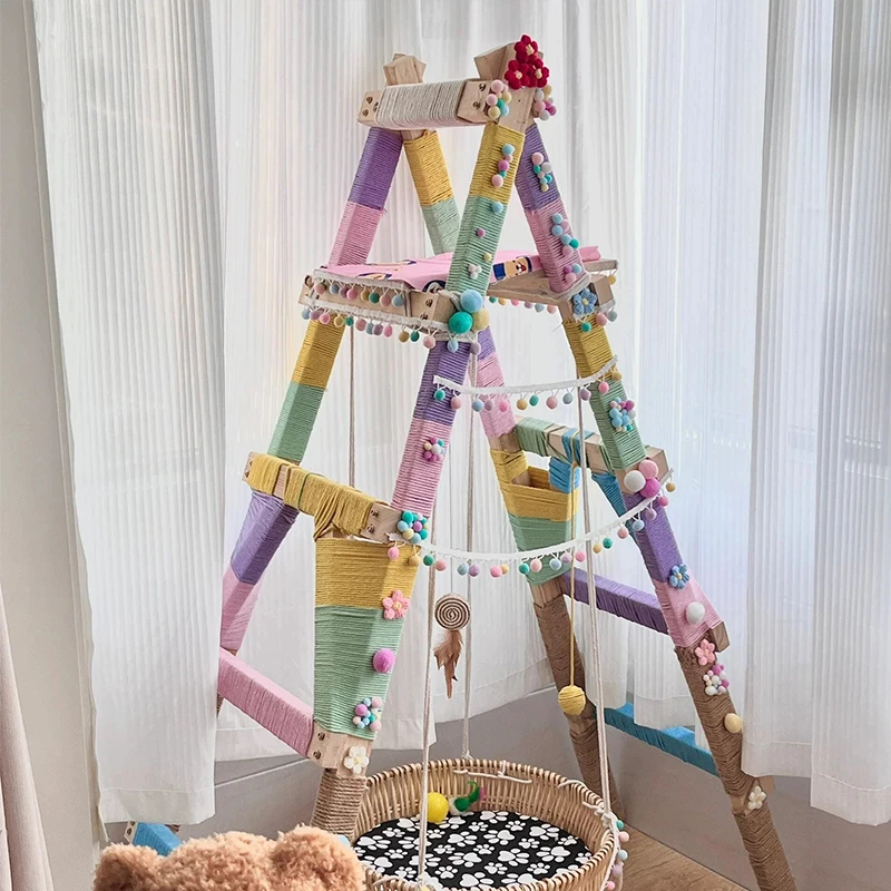 Árbol creativo para gatos, accesorios de madera para gatos, torre para gatitos, escalera DIY, árboles para gatos, mascotas, productos para gatos, cama, productos para gatos - imagen 4