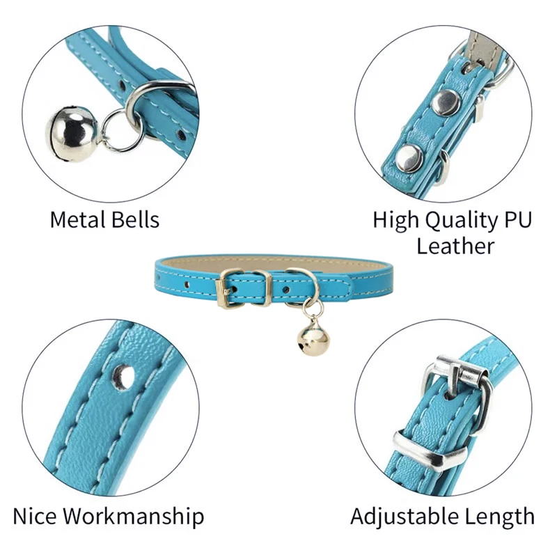 Collar acolchado de piel sintética ajustable para gatos y perros - imagen 4