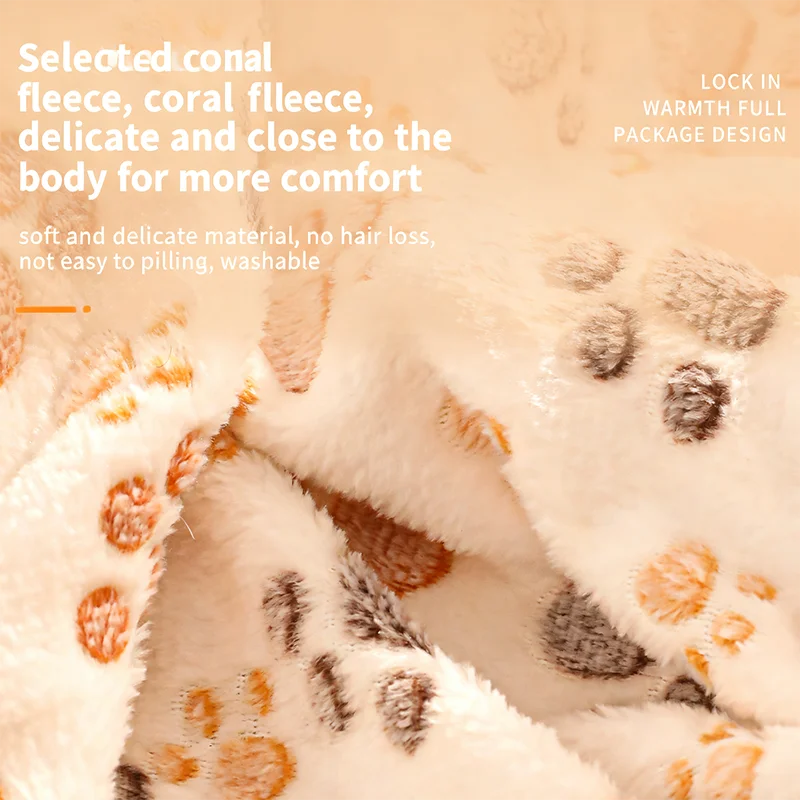 Manta suave y esponjosa de alta calidad para mascotas, manta con estampado de pata de perro y gato, manta de lana Coral, estera para mascotas, almohadilla térmica cálida y cómoda - imagen 4