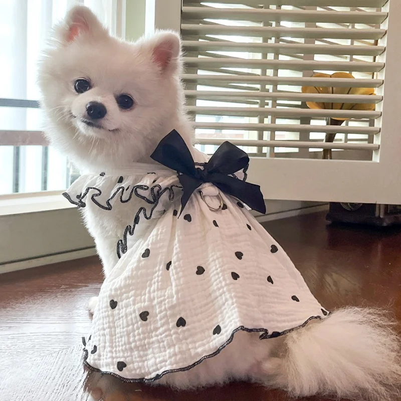 Vestido lazo primavera para perro y gato – Estampado corazones - imagen 2