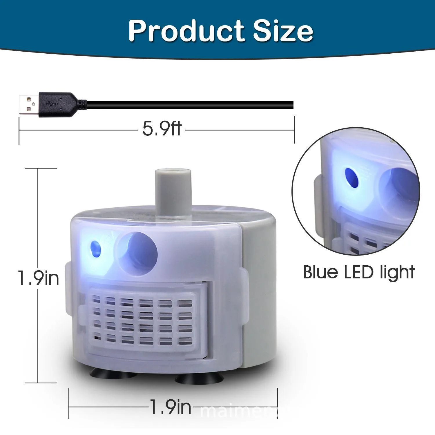 Bomba sumergible de fuente de agua para gatos de bajo ruido SMA-800 con interfaz USB 5V/1A DC accesorio de fuente de alimentación para gatos domésticos