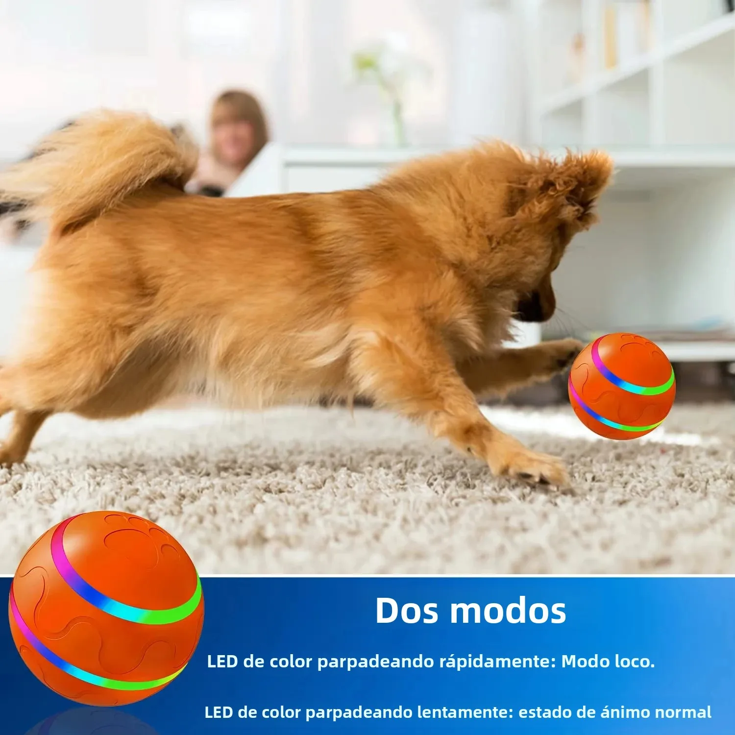 Bola de rodamiento activa para perros: pelota interactiva para perros activada por movimiento resistente de 2,2 pulgadas para cachorros/perros pequeños/medianos, bola recargable por USB - imagen 2