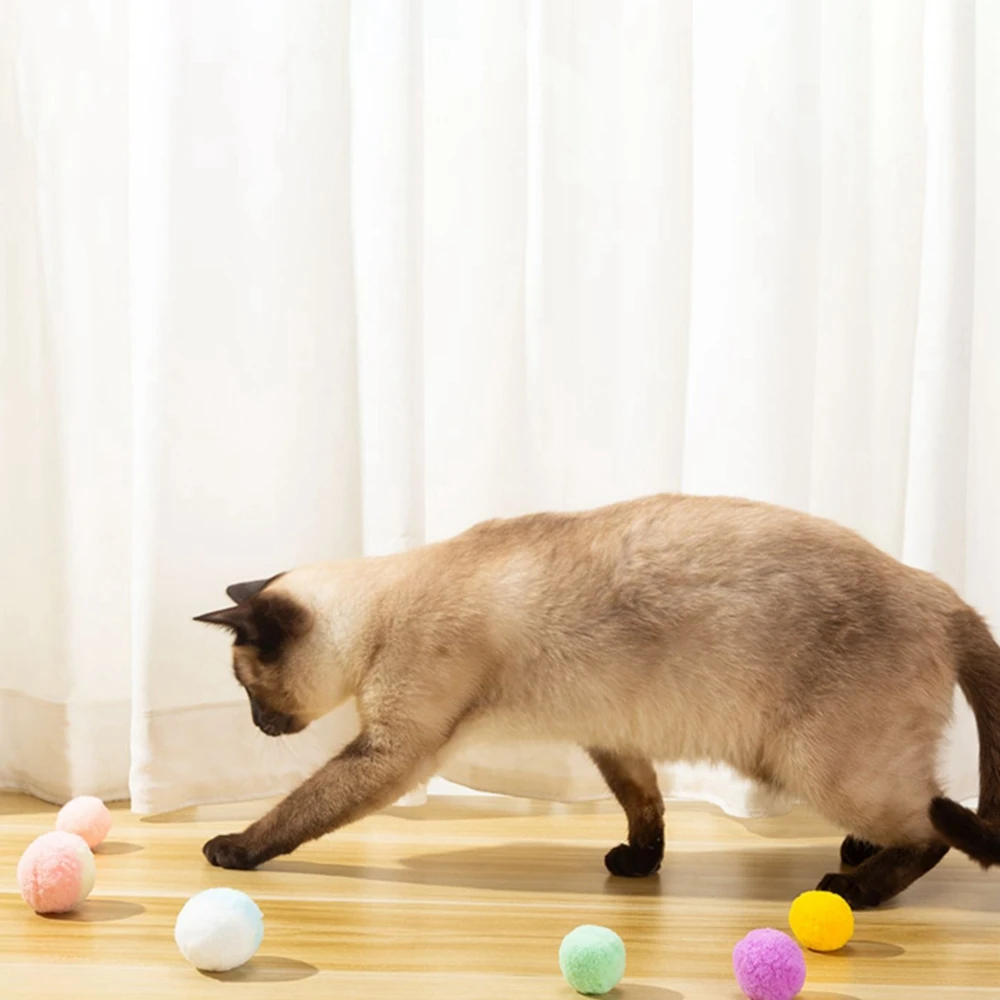 12 Uds. De pelotas de juguete para gatos de 3/4,5 cm, pompón suave para gatitos, juguetes interactivos con pompón de piel para manualidades, decoraciones artesanales creativas DIY - imagen 5