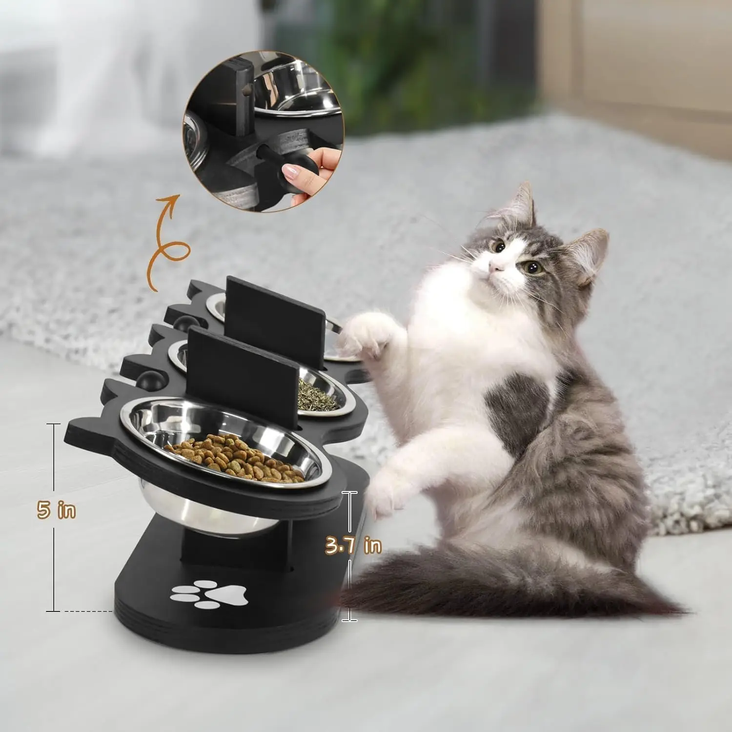 Comedero elevado con doble tazón: comida y agua para perros y gatos - imagen 5