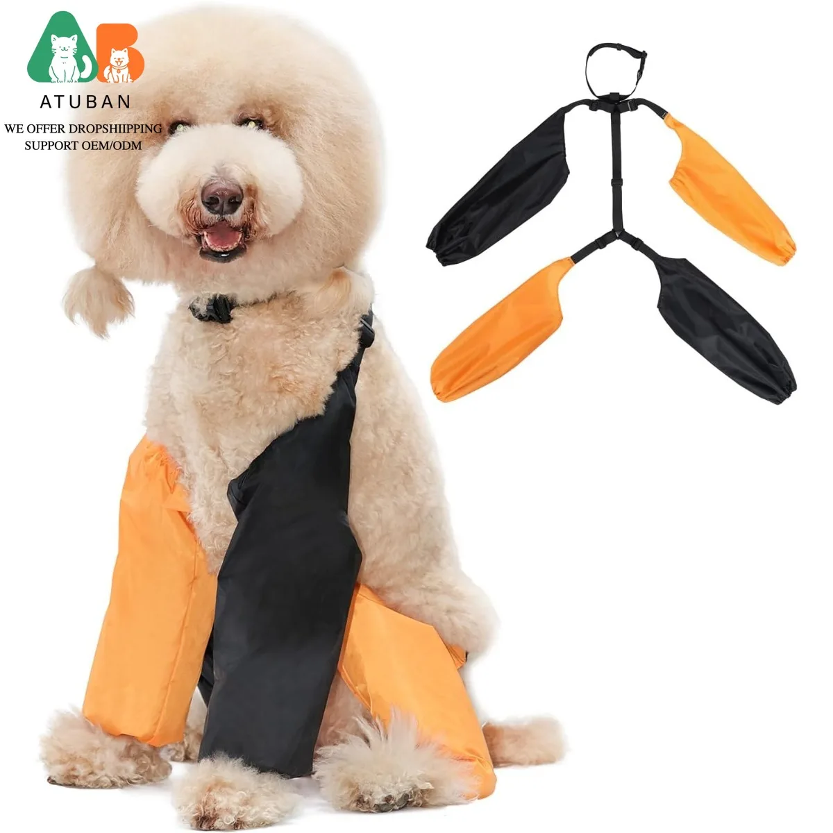 ATUBAN Mangas para Perros Fundas Impermeables para Pernas con Tirantes, para Nieve, Lluvia, Caminar al Aire Libre, Polainas Lavables con Tirantes para Perros