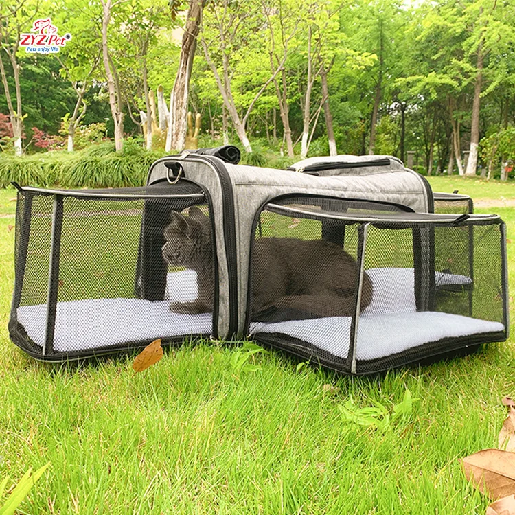 Bolsa para gatos, mochila portátil para gatos, bolsa de expansión para mascotas, mochila para perros de expansión de cuatro lados, productos portátiles transpirables para mascotas - imagen 2