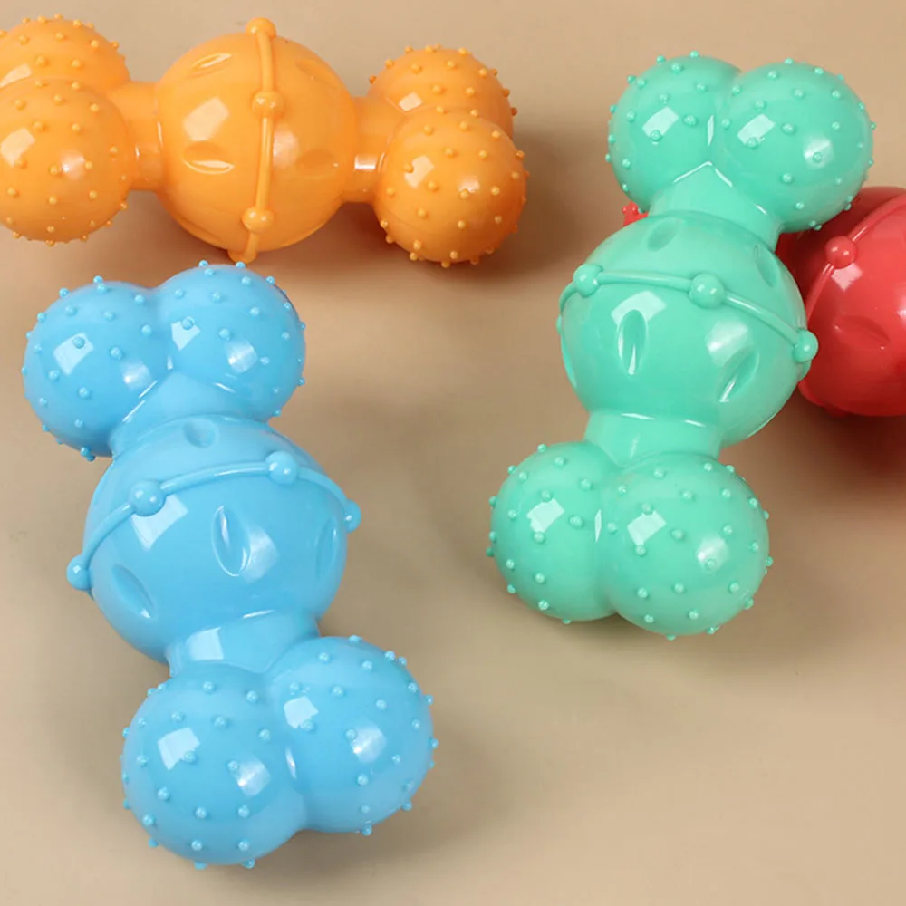 Juguete para masticar hueso de perro chirriante: juguete de limpieza dental molar de goma, juguete interactivo antimordida para aliviar el aburrimiento, - imagen 2