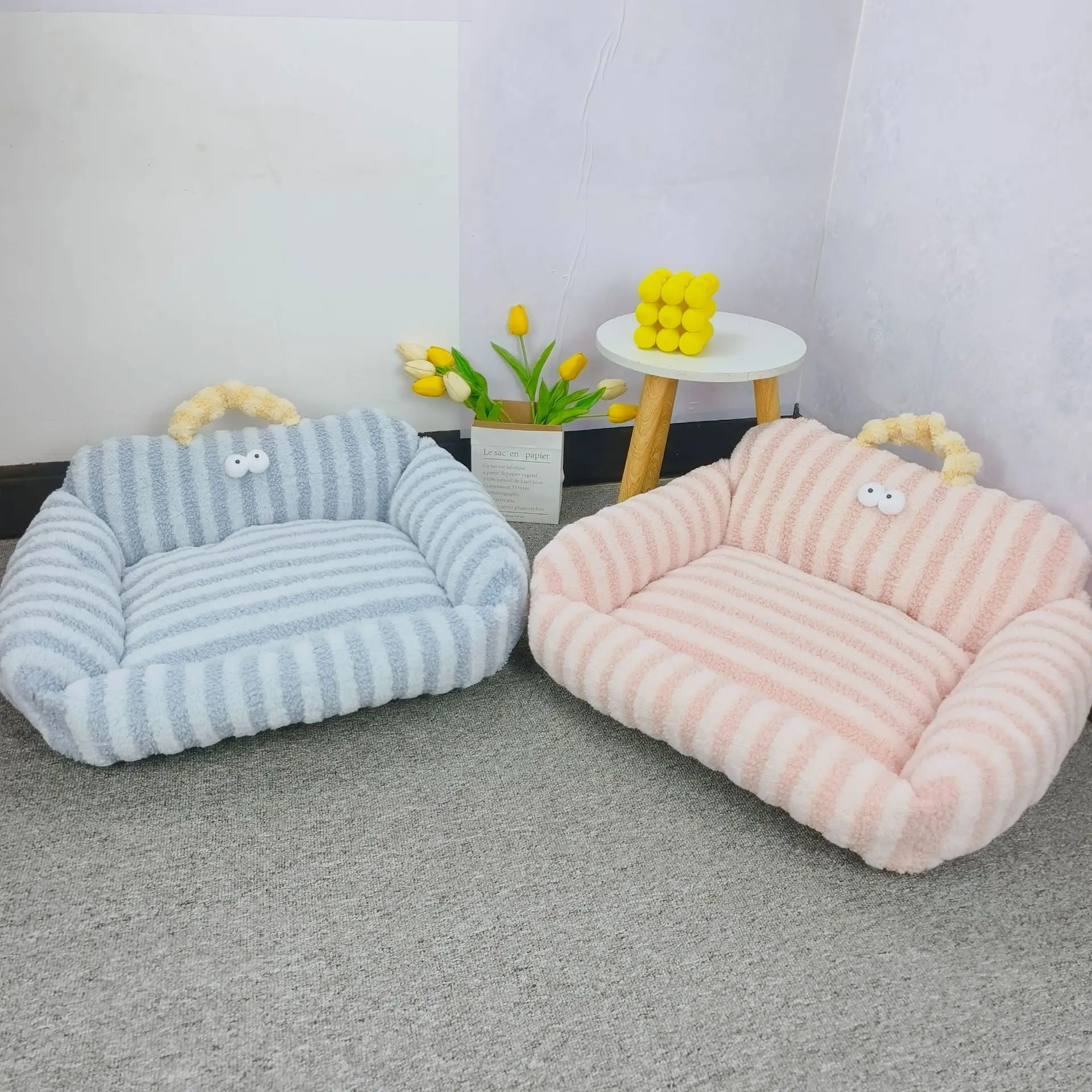 Sofá cama para mascotas para perros y gatos medianos y pequeños, cama cálida de forro polar para cachorros, sofá suave y calmante para gatos, cama para gatos de interior - imagen 3