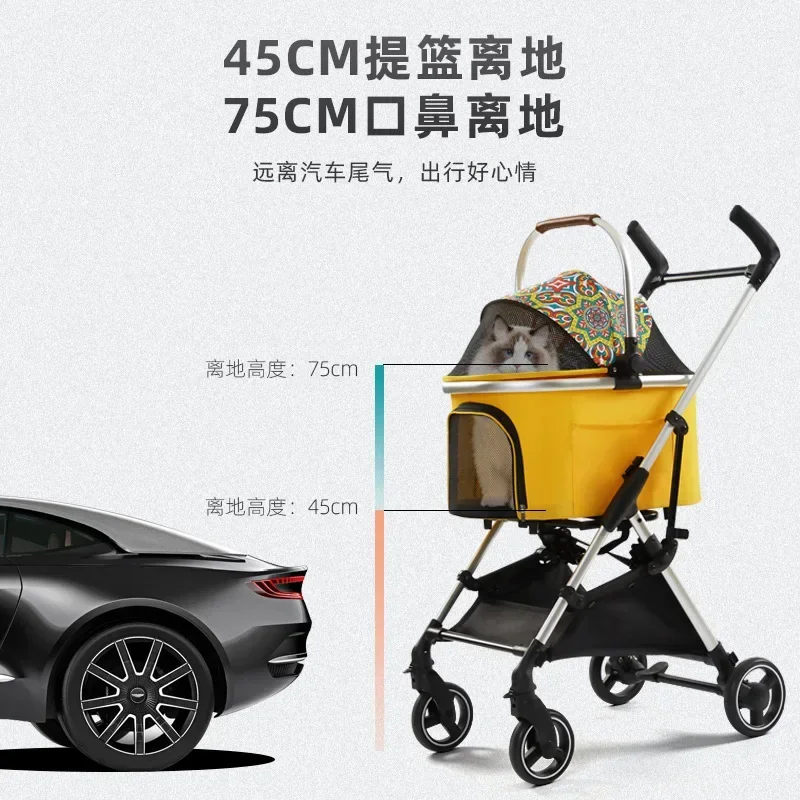 Carro para mascotas, carrito plegable, bolsa de separación, carrito para gatos de peluche, cochecito para mascotas, carritos para perros - imagen 3