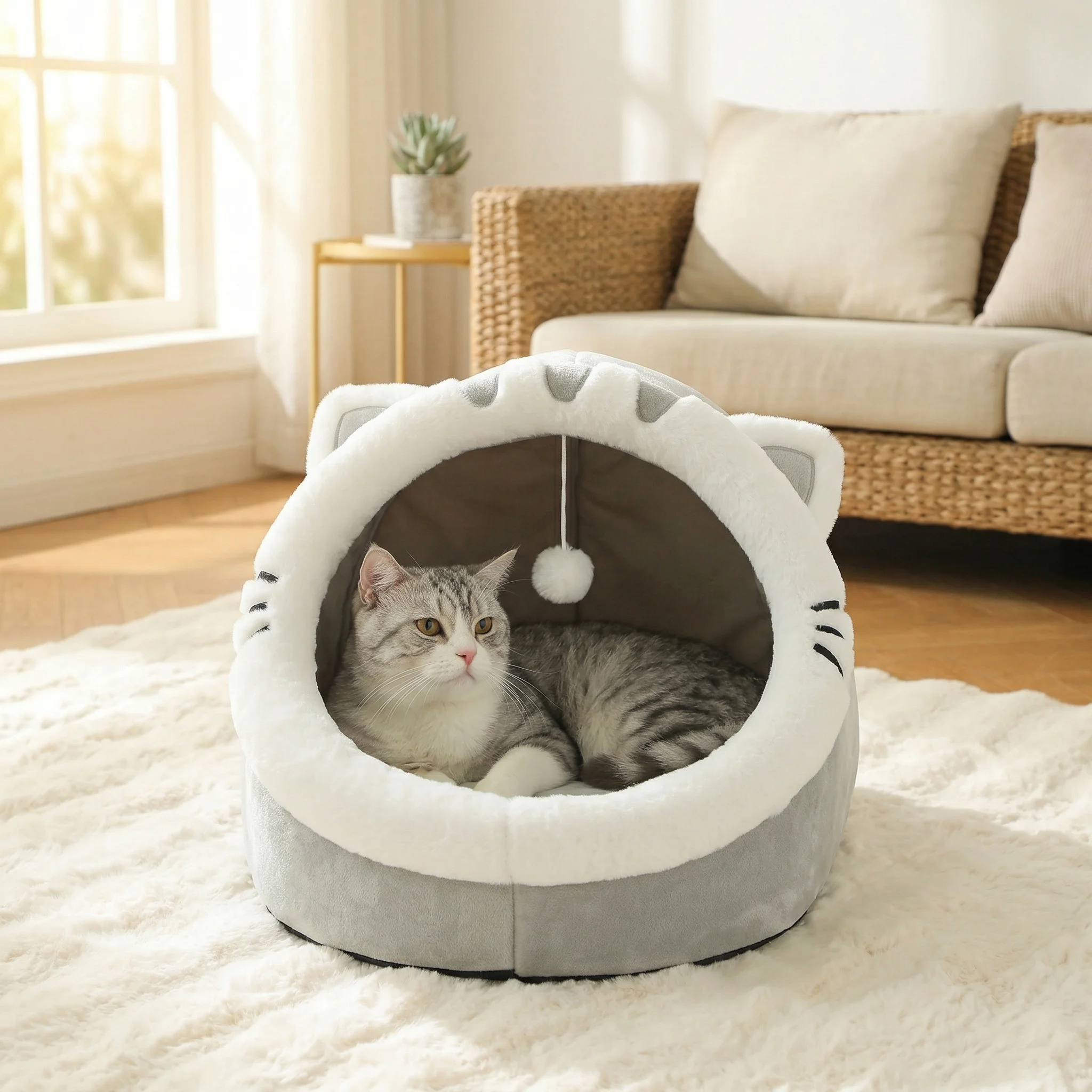 Cama suave y cómoda para gatos de cuatro estaciones – Casa y saco - imagen 3