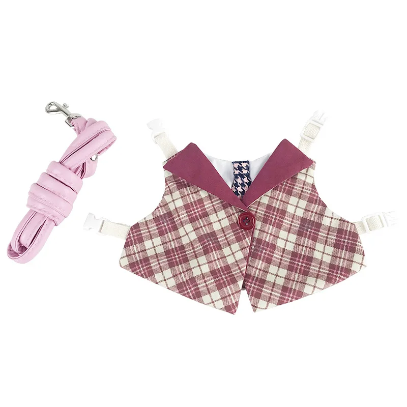 Lindo disfraz de conejillo de indias para animales pequeños, conejo enano, Chinchillas, uniforme escolar, ropa con arnés, accesorios para mascotas - imagen 4