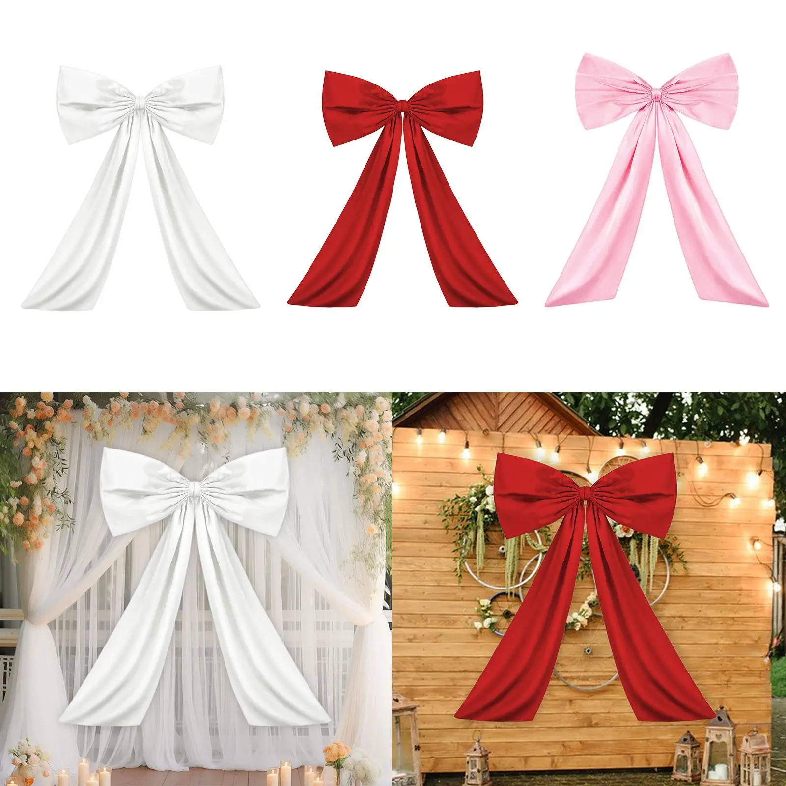 Lazo grande para decoración de pared de habitación, regalo colgante para el hogar, lazo de cinta gigante para Navidad, compromiso, boda, fiesta de bienvenida de bebé nupcial - imagen 4