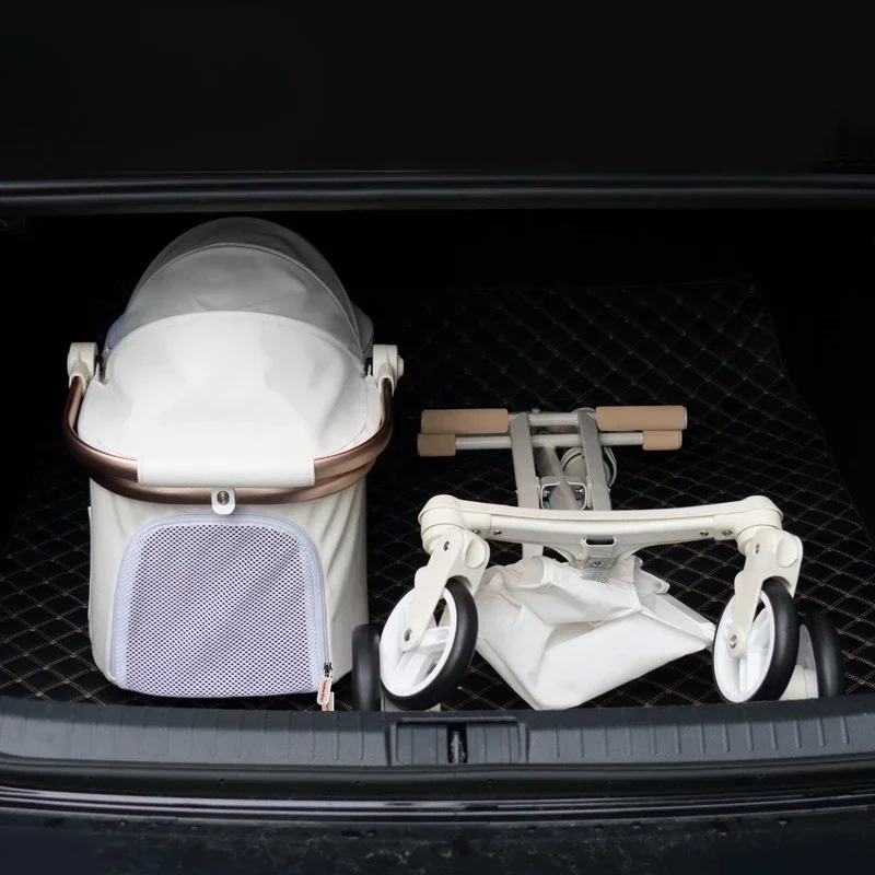 Carro plegable para perros y mascotas, carrito de empuje con separación de paquetes, carrito de aleación de aluminio para exteriores, carrito ligero de viaje para cachorros y gatos - imagen 4