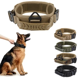 Collar de perro táctico con doble hebilla de Metal ajustable, Collar de entrenamiento de diseñador de lujo, perro pastor alemán para perros medianos y grandes