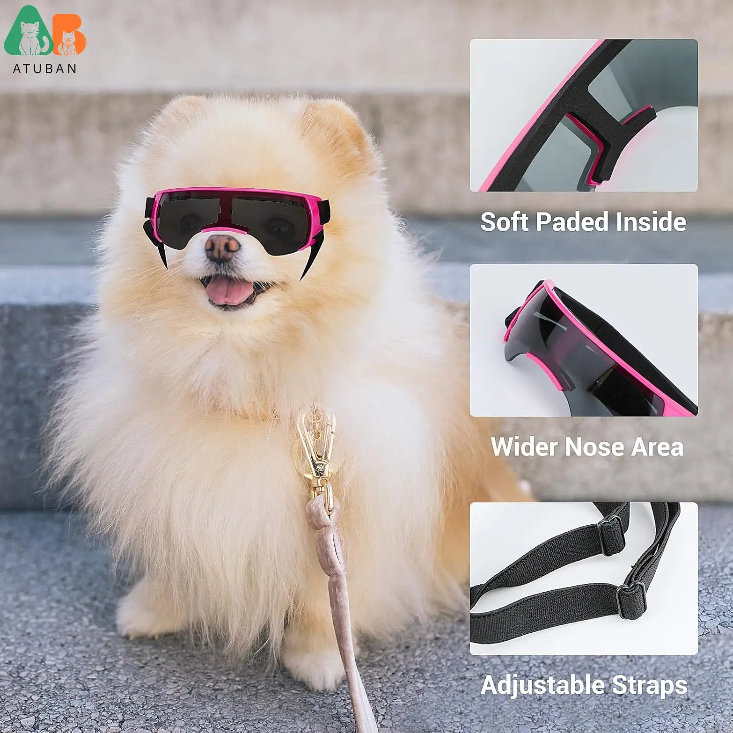 ATUBAN Gafas de sol para perros de razas pequeñas a medianas, lentes antivaho UV400, gafas de sol para cachorros, gafas ligeras para perros UV, viento - imagen 4