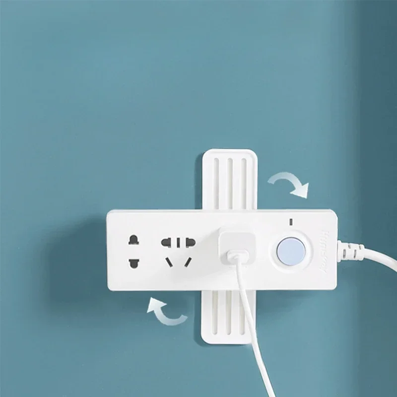 1 Uds. Enchufe de extensión autoadhesivo montado en la pared fijador tablero de enchufe colgador de almacenamiento Cable organizador de cables soporte remoto - imagen 2