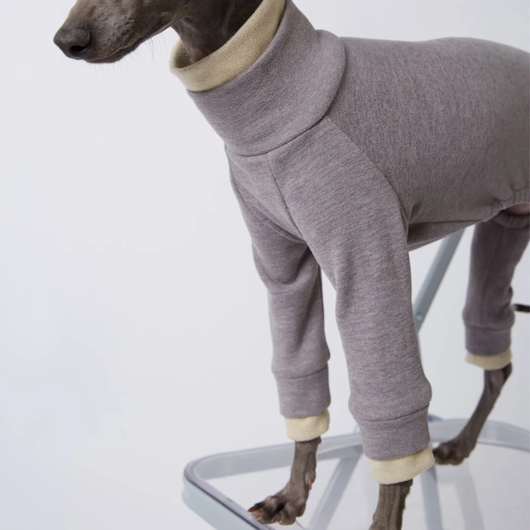Sudadera falsa de dos piezas elegante azul para perros medianos en invierno, abrigo de vellón grueso de doble cara para galgos, pijama cálido de cuello alto para whippets en otoño - imagen 3