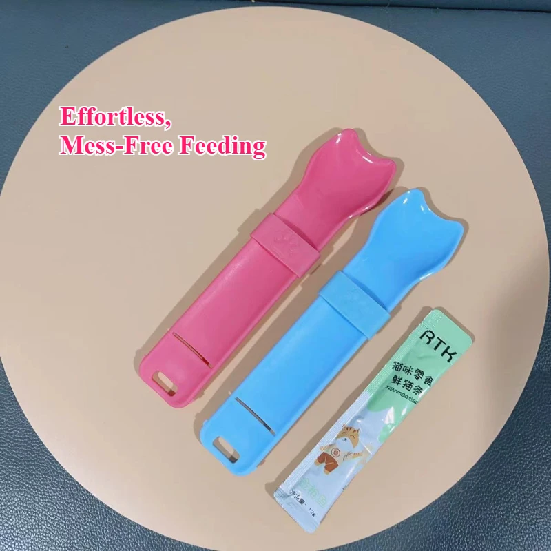 Cuchara exprimidora para mascotas para aperitivos líquidos, herramienta alimentadora de tiras para gatos para alimentos húmedos y puré, sin manos sucias, alimentador fácil para apretar - imagen 2