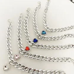 1 Uds. Collar de cadena de plata para perro con colgante, accesorios para perros, collares ajustables con arnés para niñas y perros pequeños, collares para cachorros