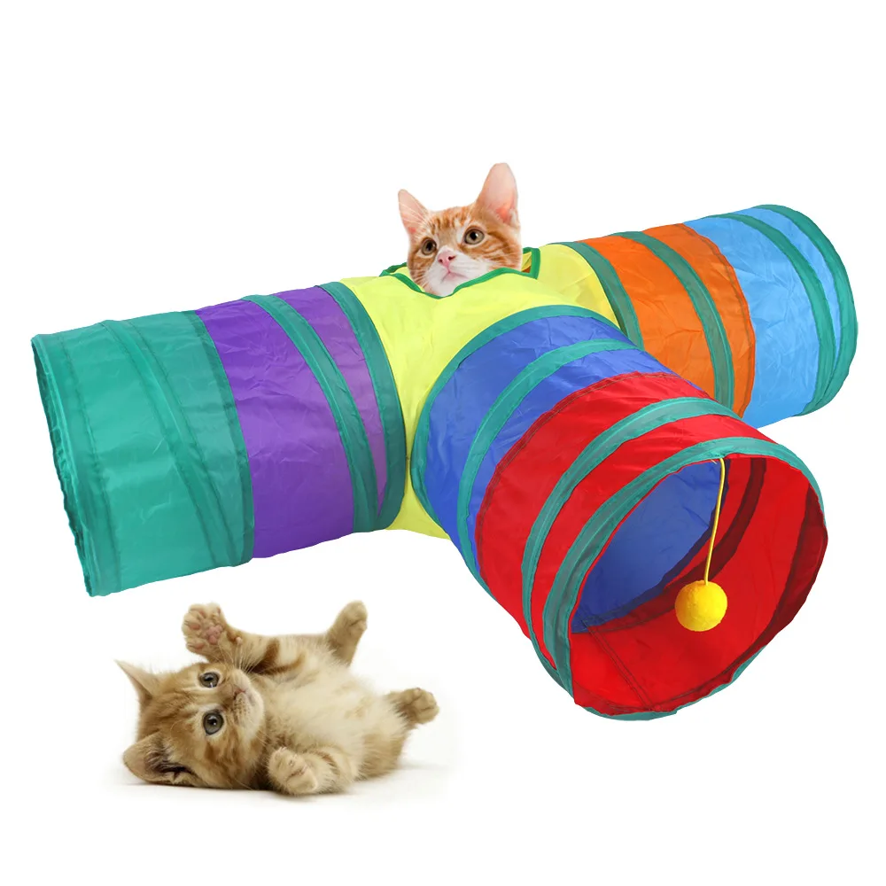 Túnel plegable para gatos, juego de juguetes para mascotas, varita interactiva divertida, ideal para cachorros, gatitos y conejos - imagen 4