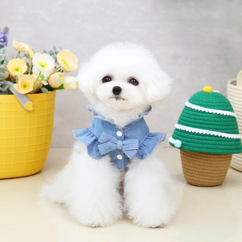 Ropa de vaquero para perros, Collar de hoja de loto, disfraz de manga voladora, chaleco vaquero sin arnés, sudaderas con capucha para perros pequeños, Yorks, Chihuahua XXL - imagen 4