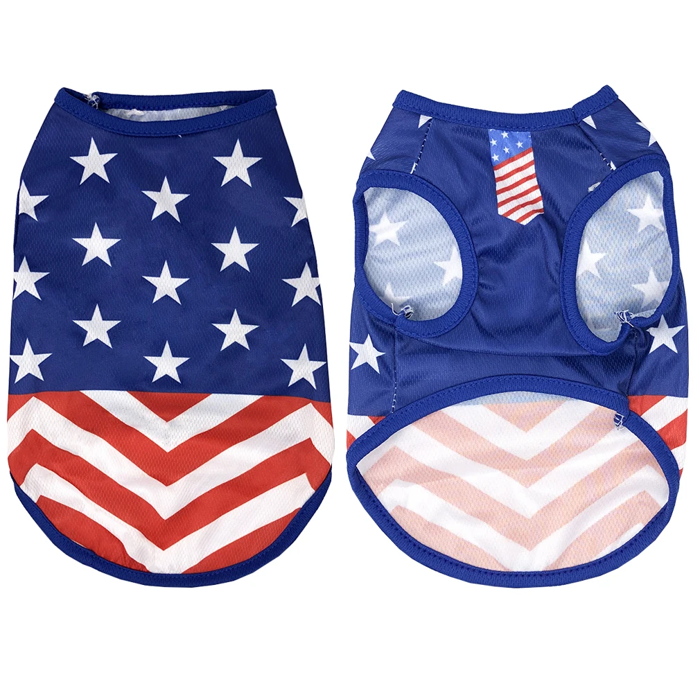 Camisa transpirable para perros y gatos pequeños y medianos, chaleco para el día de la independencia del 4 de julio, ropa de verano para cachorros, Chihuahua y Pug - imagen 4