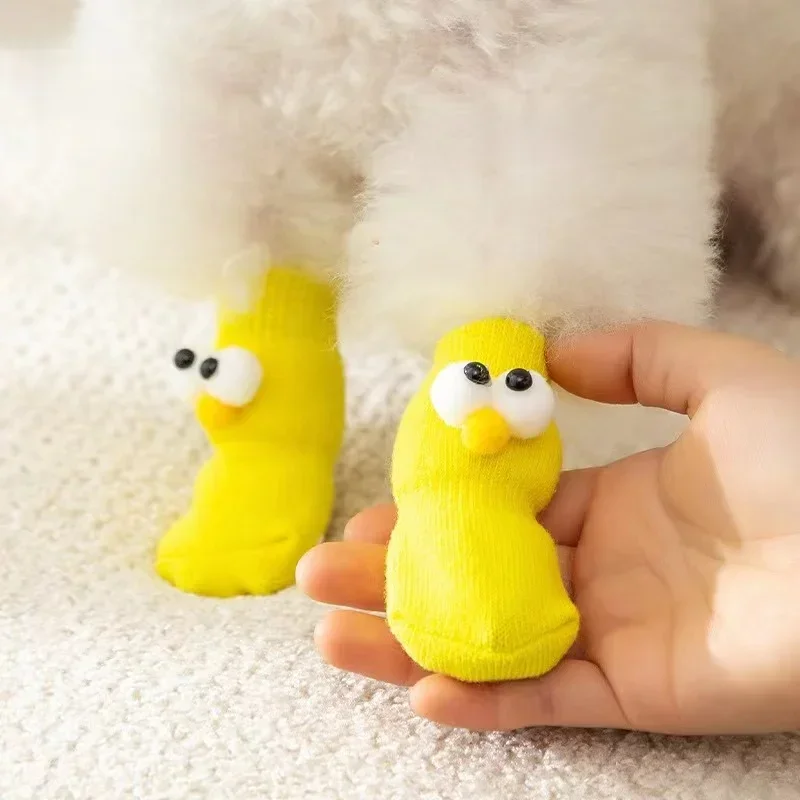 Calcetines antideslizantes con estampado para perros y cachorros, productos protectores de patas para perros pequeños, Teddy Chihuahua, 4 Uds. - imagen 3