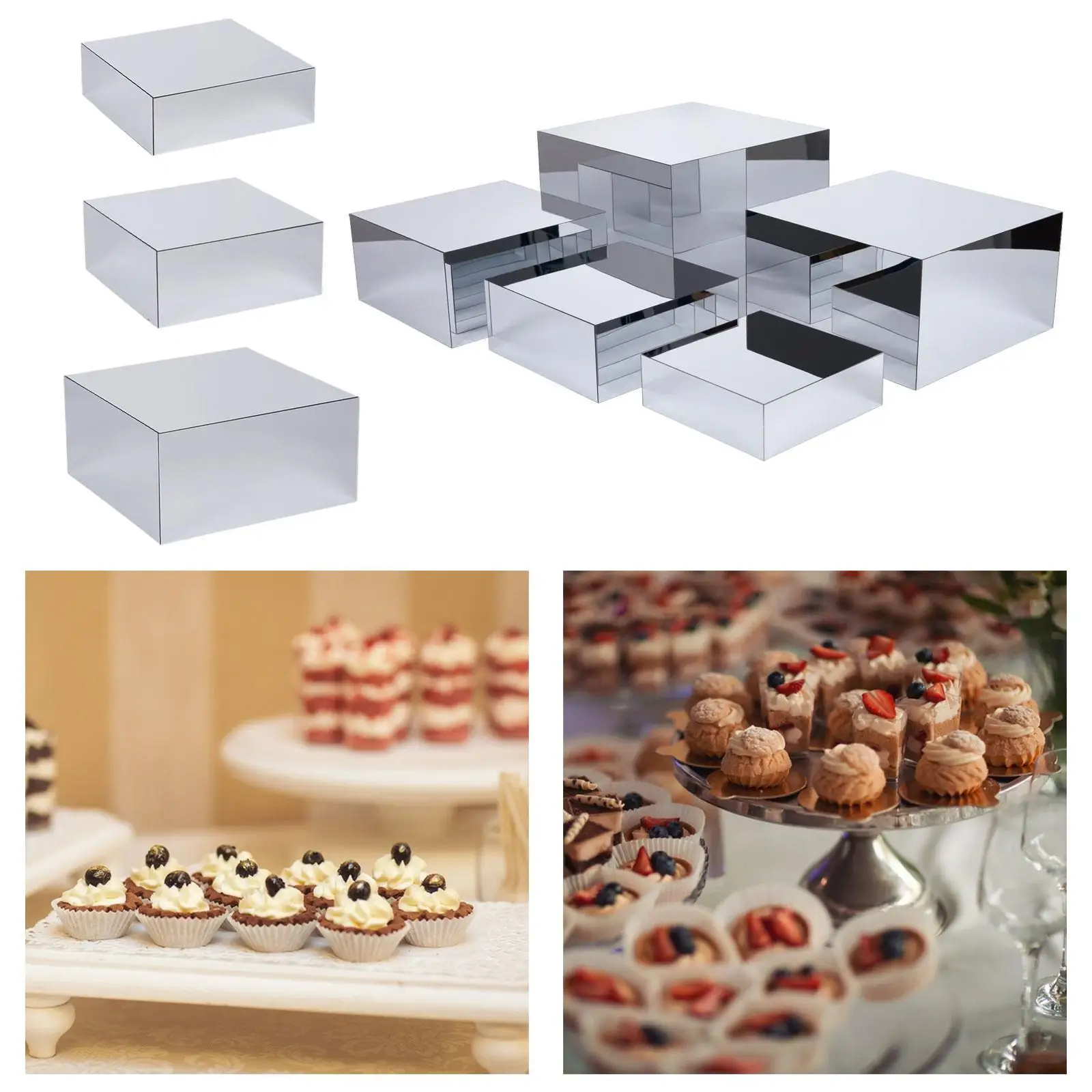 Buffet Risers Banquet Mirror Acrylic Parties Multifunctional Bread Brunch Pastry Dessert Display Shelf Cupcake Display Stands