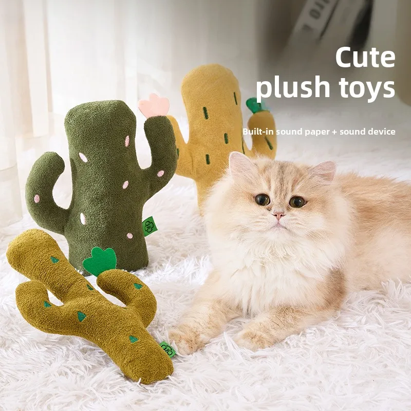 Cactus gato juguete sonido papel peluche muñeca hierba gatera compañero gato juguetes productos para mascotas