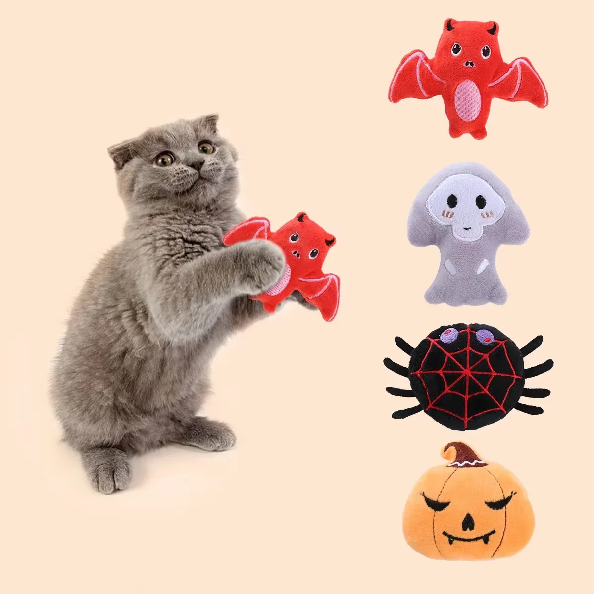 Mascota de Halloween, murciélago, forma de araña, gato, hierba gatera, juguetes, hierba gatera, rechinar los dientes, juguetes duraderos para gatos, productos interactivos para mascotas