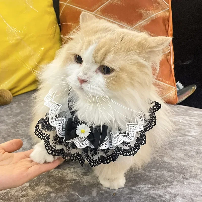 Bonita bufanda ajustable para perros con lazo de encaje, Bandana para mascotas, toalla para babas, pañuelo para gatos y perros, suministros para mascotas, accesorios - imagen 3