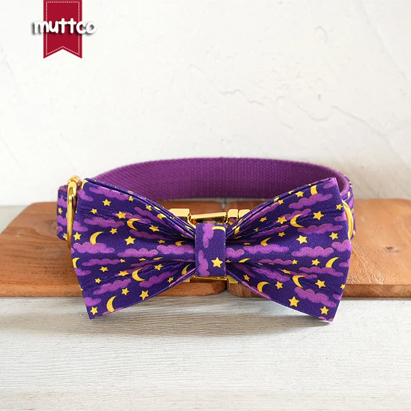 MUTTCO esta colilla para perro con motivo de luna y estrella nocturna PURPLE MOON NIGHT que añade un toque de ensueño UDC222 - imagen 5