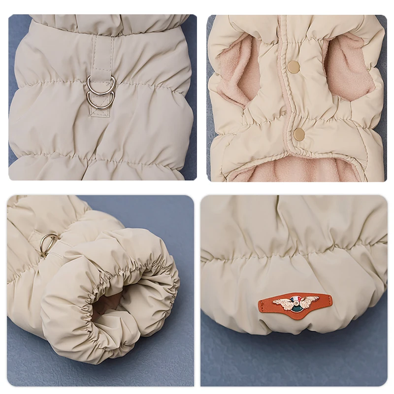 Chaqueta de invierno con anillo en D para perros y gatos pequeños, chaquetas de plumón para Mascotas, ropa cálida para gatitos, nuevo diseño de colores - imagen 5
