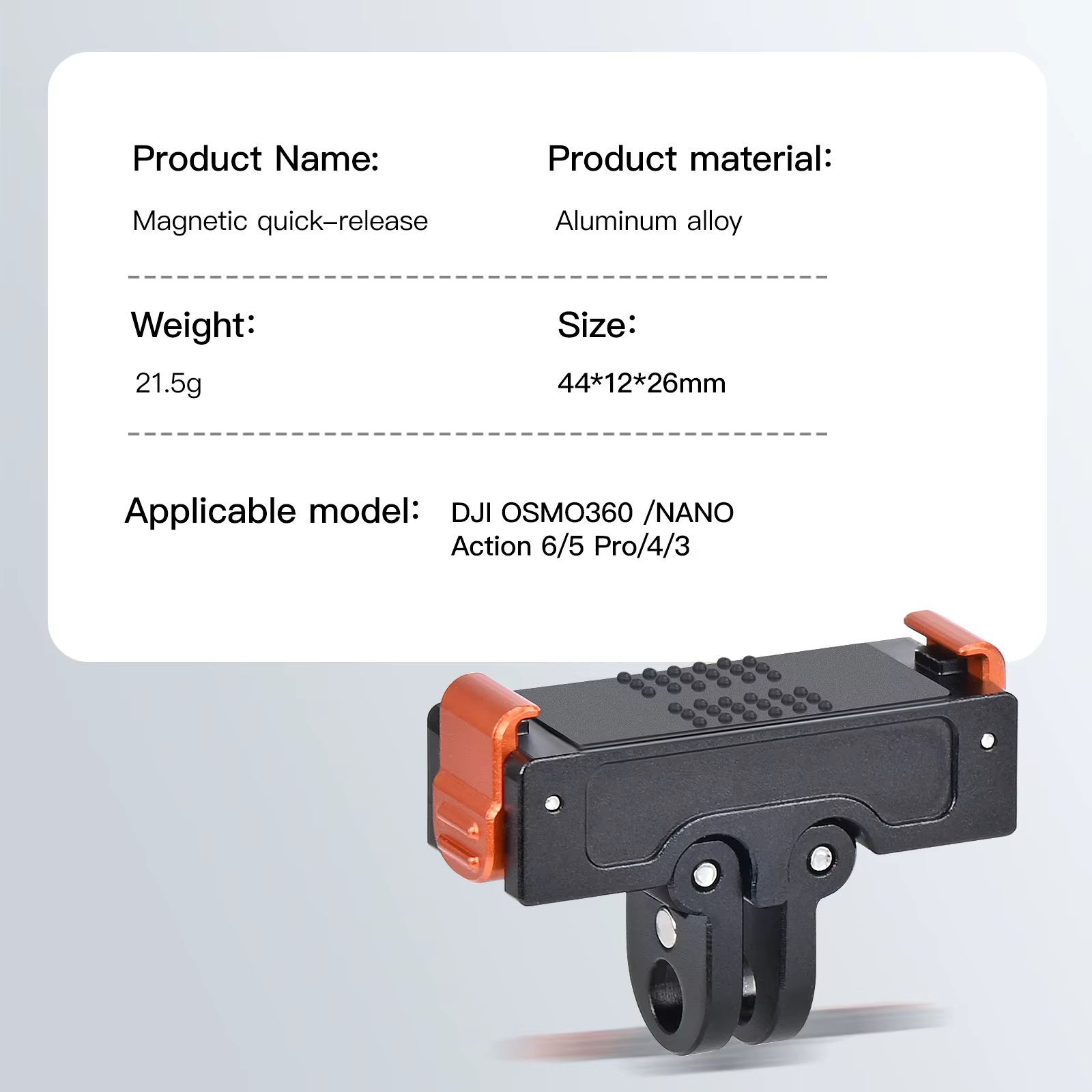 Adaptador magnético liberación rápida para DJI Osmo Action 4 y 5 Pro - imagen 5