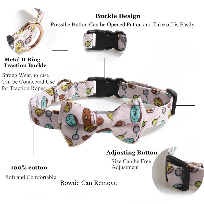 Collar de mascotas Bowknot para perros pequeños, medianos y grandes, pajarita, ruptura ajustable, Bulldog mascota, Pug, Corgi, collar - imagen 2