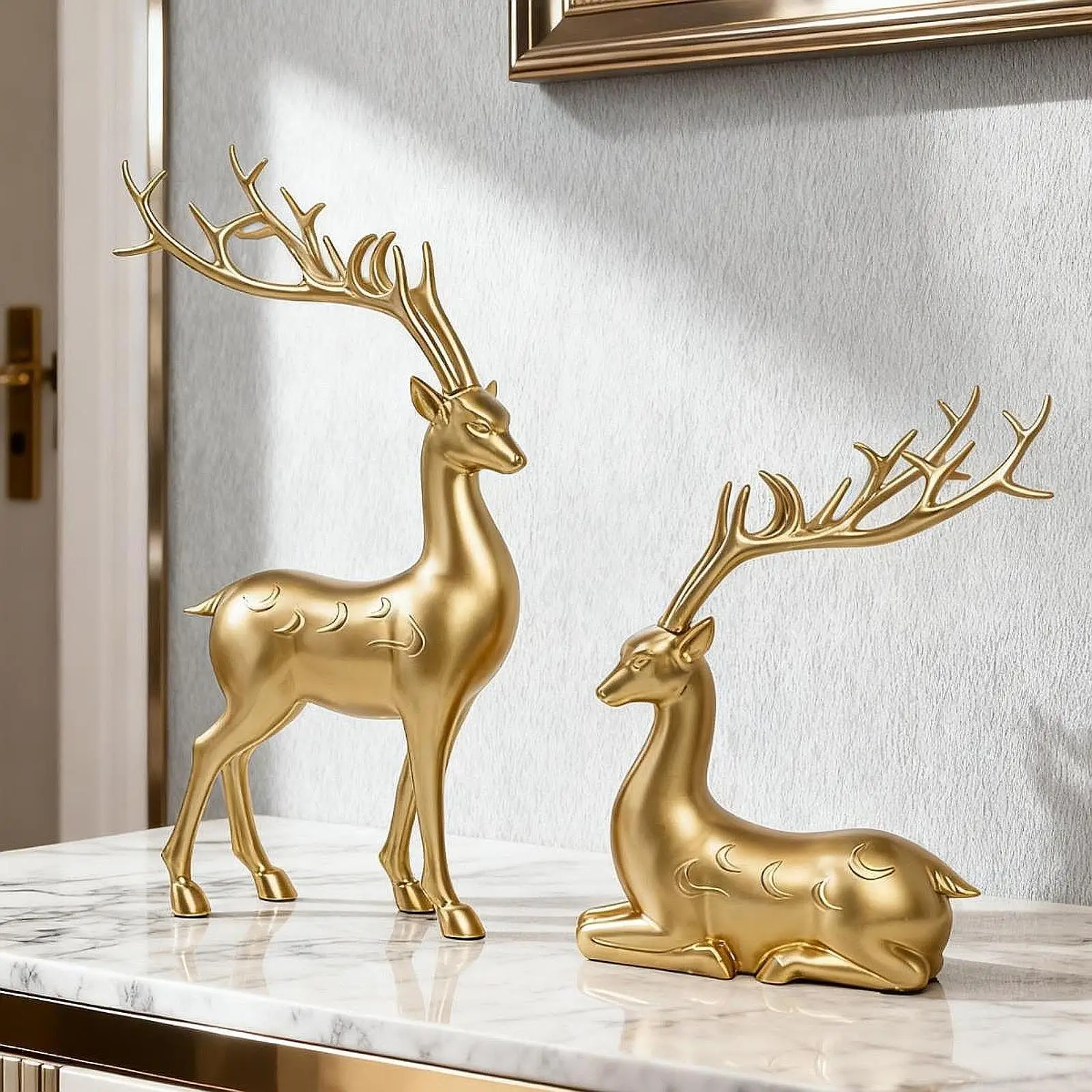 2 figuritas de renos, esculturas de alce, decoración navideña moderna, adornos de mesa para regalos de granja, dormitorio de Navidad interior - imagen 4