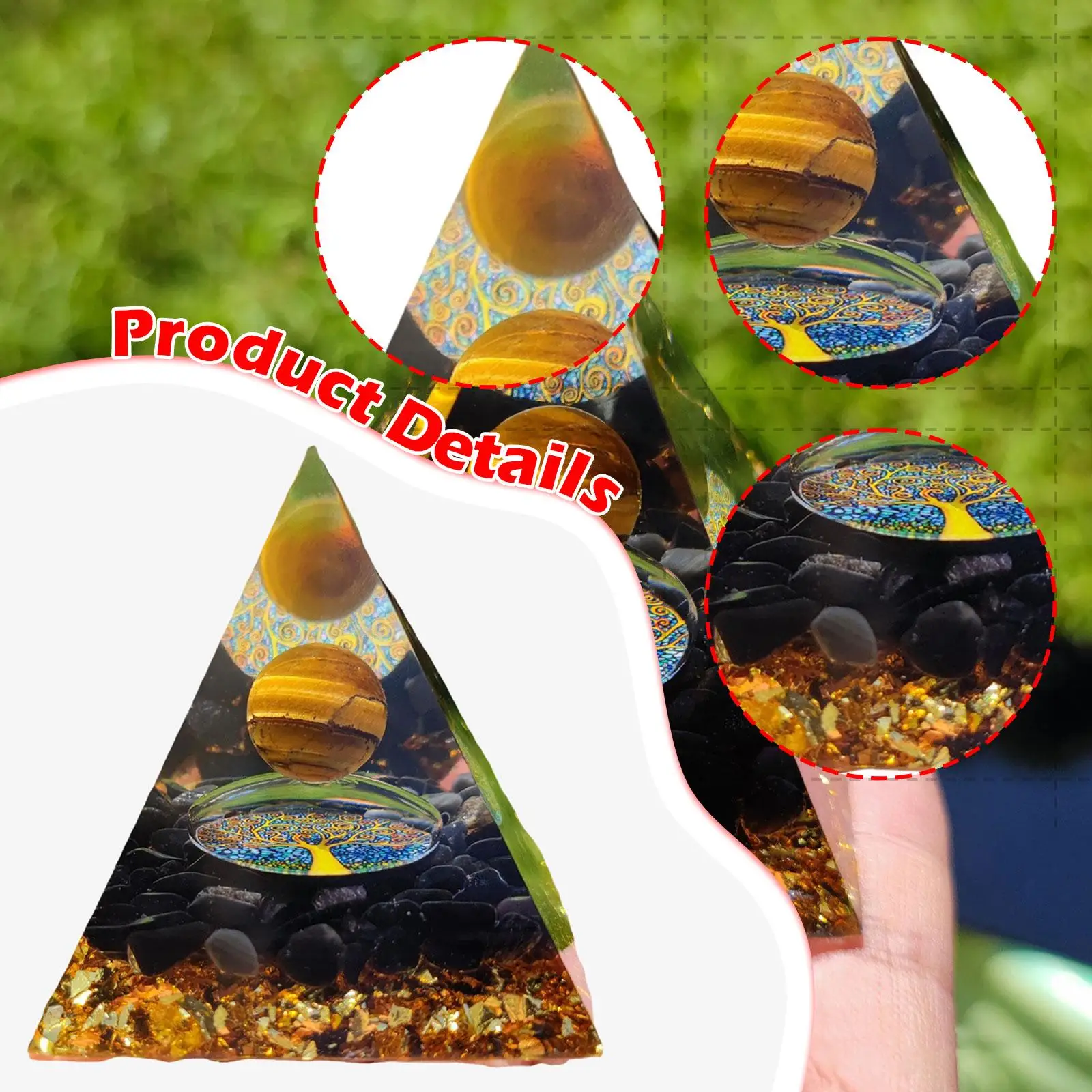 Orgone Pyramid Ornament Stylish for Yoga Meditation Resin Crafts 6cm Home Decor for Birthday Festival Christmas Mother's Day