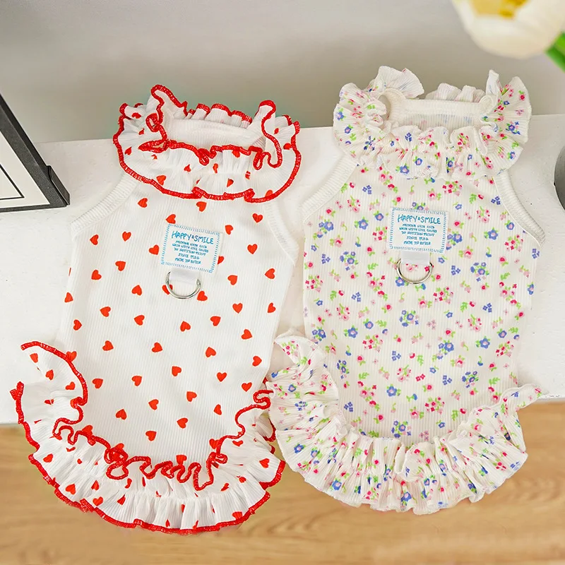 Vestido floral para perros y gatos – Ropa de verano ligera con volantes - imagen 5