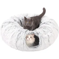 Cama túnel para gatos y perros pequeños – Cueva de felpa cálida y pliable