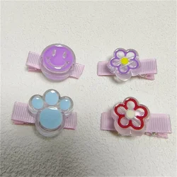 Pinza decorativa de flor para grooming de gato – Adorno con carita