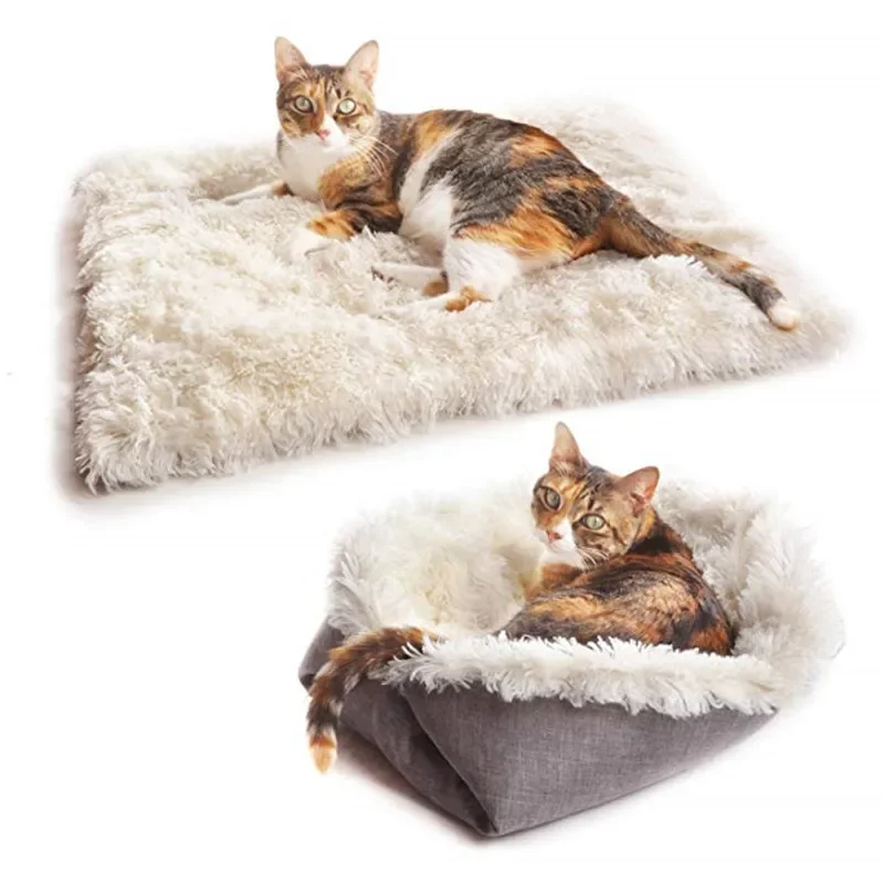 Cama cálida de doble propósito para mascotas, casa de felpa para perros y gatos, colchón para perrera, Otoño e Invierno