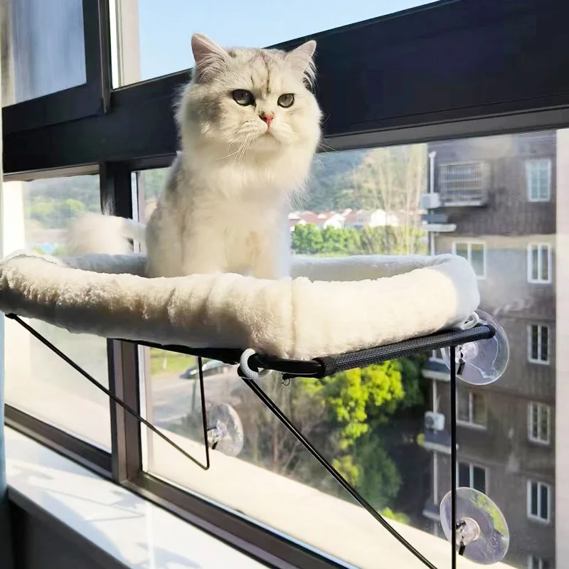 Hamaca con ventosa para gatos – Cama colgante de felpa transpirable - imagen 4