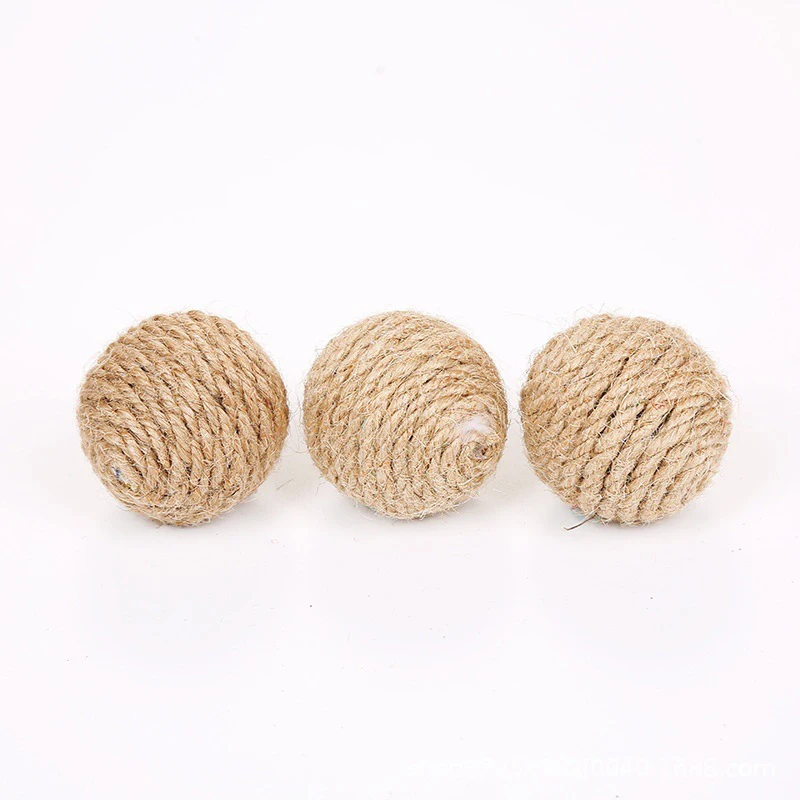 5 uds. Pelota con sonido para gatos, pelota interactiva de Sisal hecha a mano para rascar gatos, juguete para gatos con sonidos, juguetes para el hogar - imagen 5