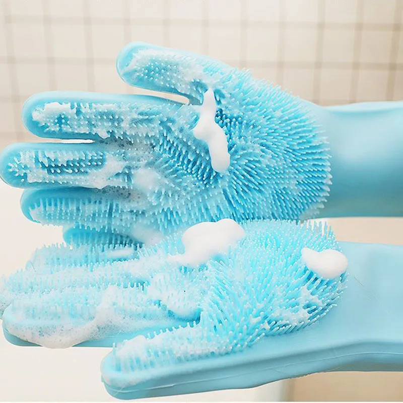 Un par de guantes de aseo para mascotas, baño para perros y gatos, peine de silicona para deshedding, cepillo de limpieza, guantes para depilación, protección de la piel de las manos - imagen 2