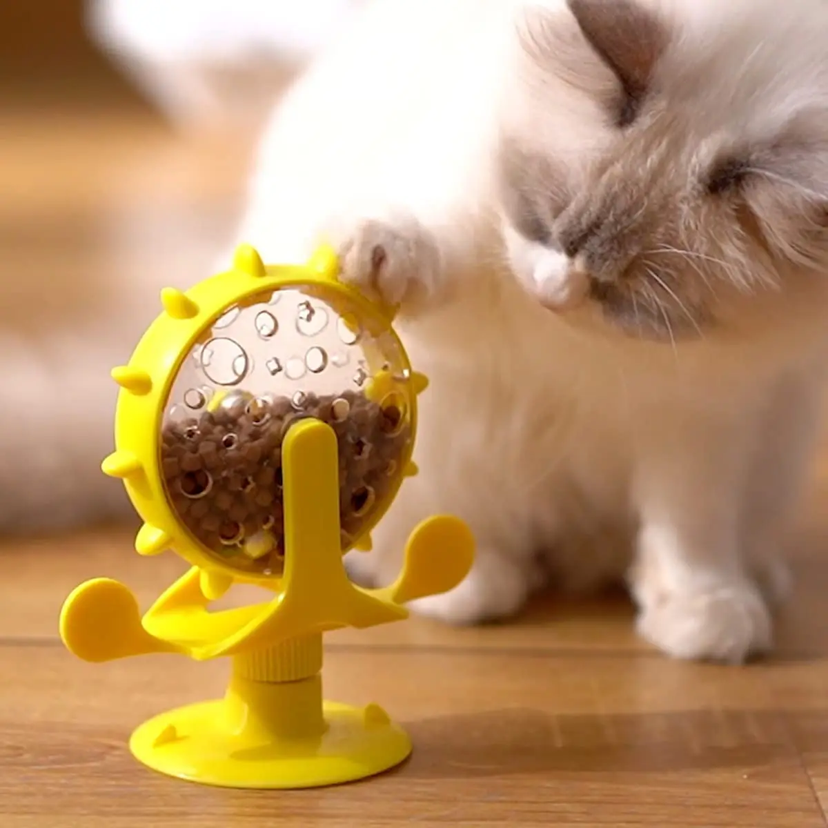 Juguete de molino de viento para perro y gato, dispensador giratorio de fugas de comida, entrenamiento de inteligencia, divertido alimentador lento en interiores, juguetes con ventosa - imagen 4