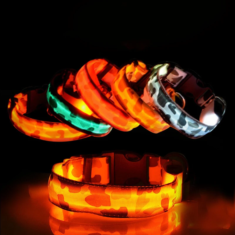 Collar de perro con luz luminosa intermitente brillante nailon reflectante LED Collar de perro seguridad nocturna para gatos suministros para cachorros y mascotas - imagen 2