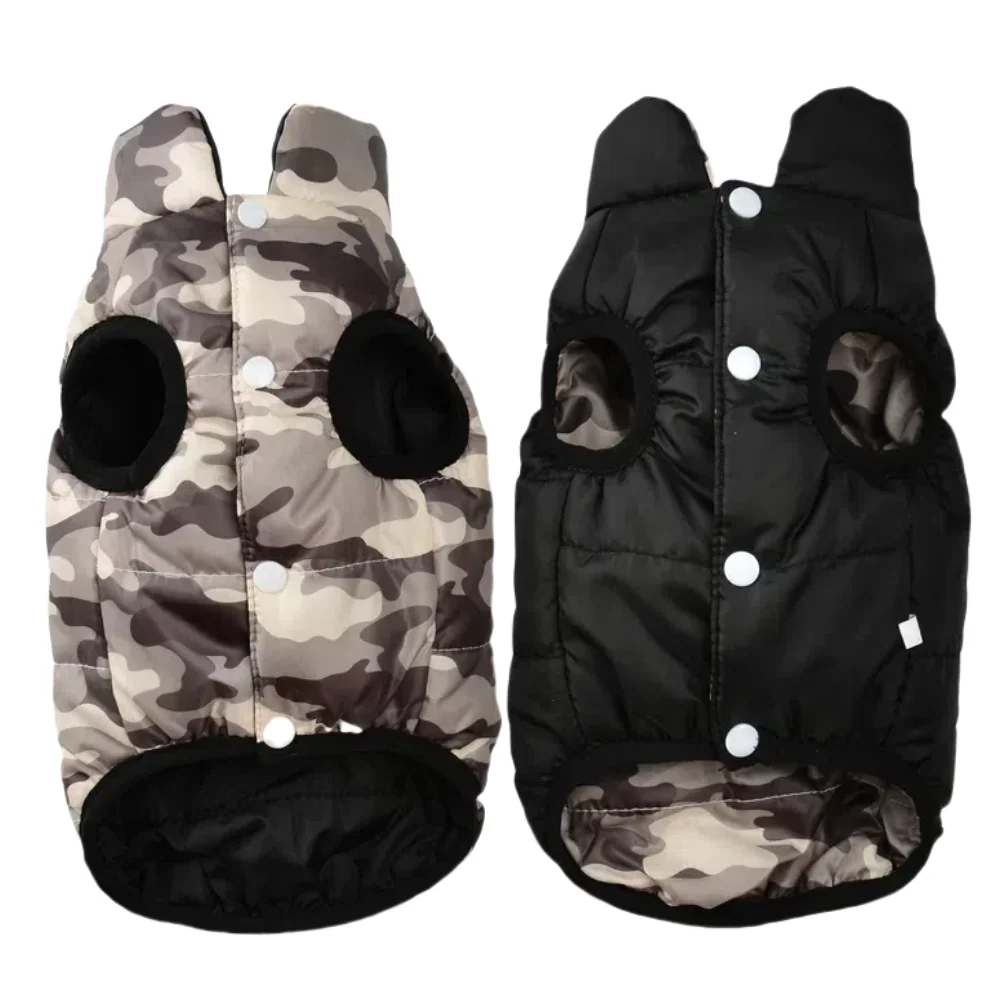 Ropa cálida de invierno para mascotas, chaleco Reversible con estampado de camuflaje para perros pequeños y medianos, abrigo con agujero para correa, chaqueta Yorkshire para mascotas - imagen 4